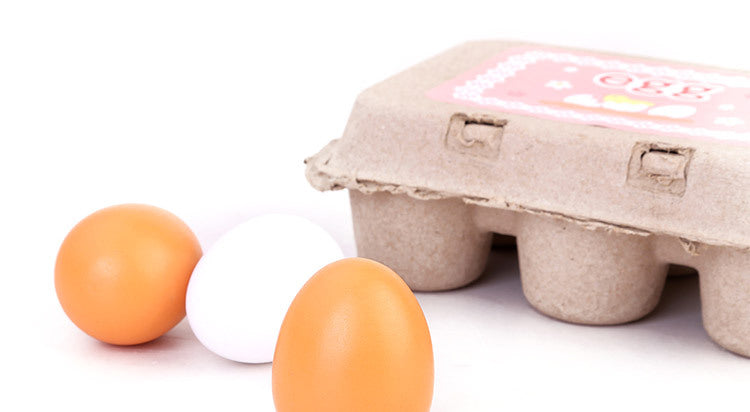 6pcs Simulation Wooden Eggs Toys Set Kids Pretend Play Wood Food Eggs Yolk Kitchen Food Children Kid Education Montessori Toys