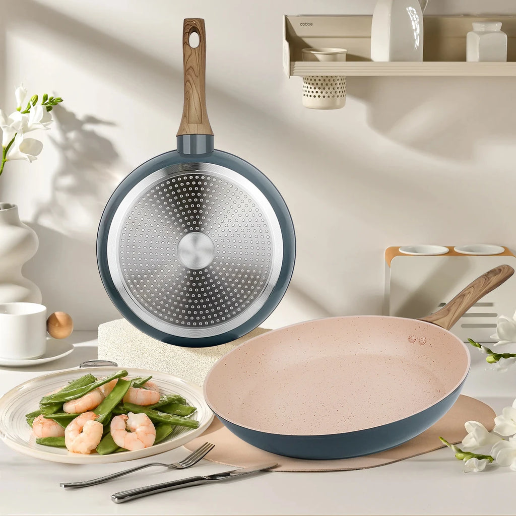 20/24/28cm Colorful Frying Pan with Wooden Handle, Nonstick Frying Pot,Pancake Omelet Pans for All Stoves, Home Kitchen Cookware
