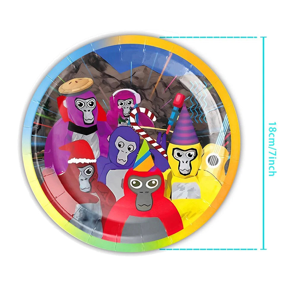 Gorilla Tag Theme Birthday Party Decoration Number Balloons Backdrop Cake Toppers Tablecloth Cup Party Supplies Baby Shower Gift