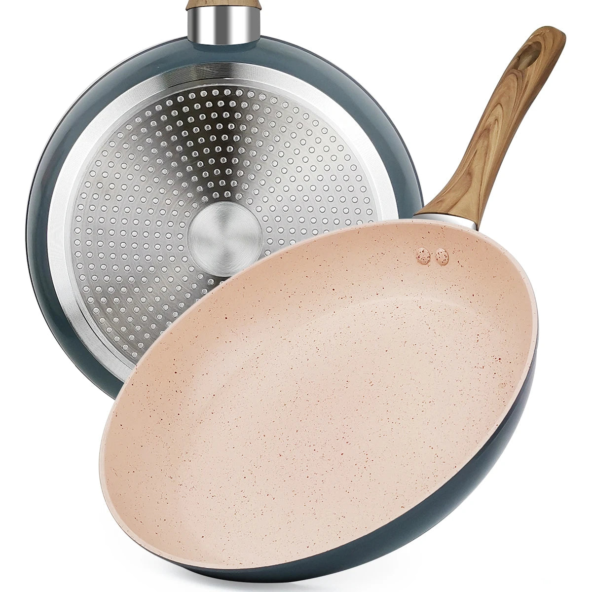 20/24/28cm Colorful Frying Pan with Wooden Handle, Nonstick Frying Pot,Pancake Omelet Pans for All Stoves, Home Kitchen Cookware