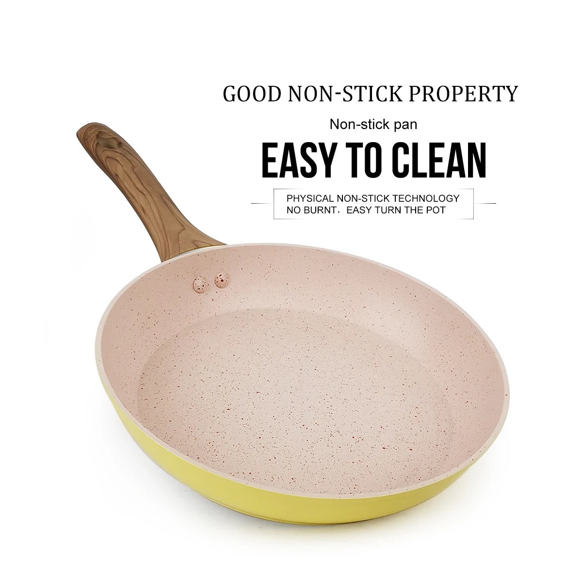 20/24/28cm Colorful Frying Pan with Wooden Handle, Nonstick Frying Pot,Pancake Omelet Pans for All Stoves, Home Kitchen Cookware