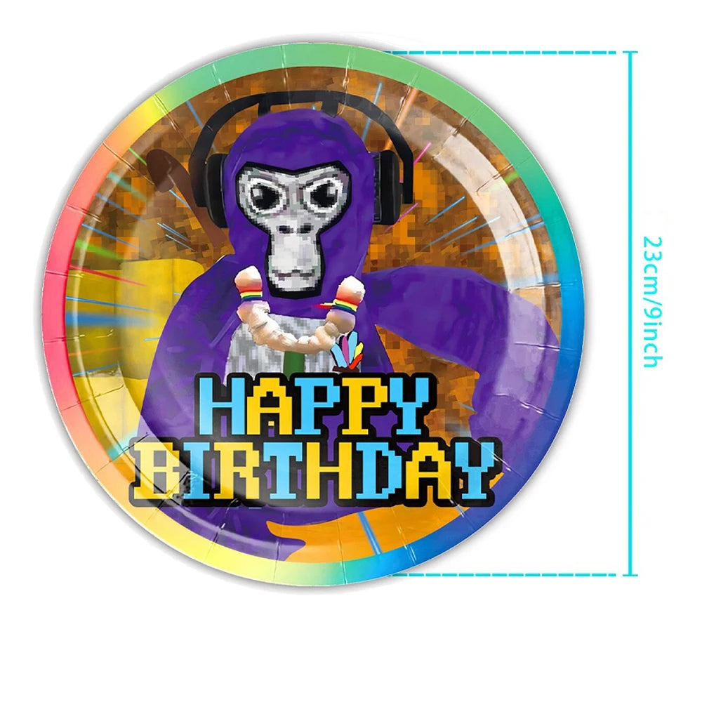 Gorilla Tag Theme Birthday Party Decoration Number Balloons Backdrop Cake Toppers Tablecloth Cup Party Supplies Baby Shower Gift