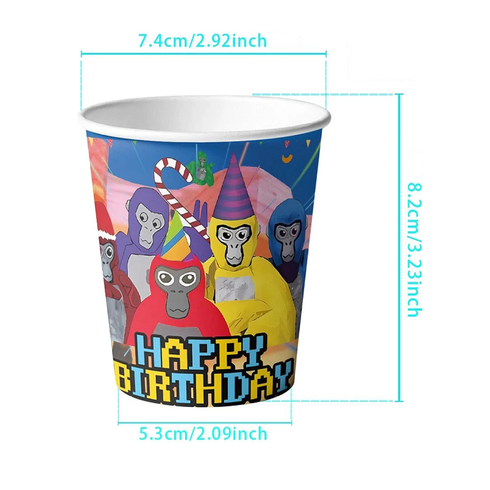 Gorilla Tag Theme Birthday Party Decoration Number Balloons Backdrop Cake Toppers Tablecloth Cup Party Supplies Baby Shower Gift