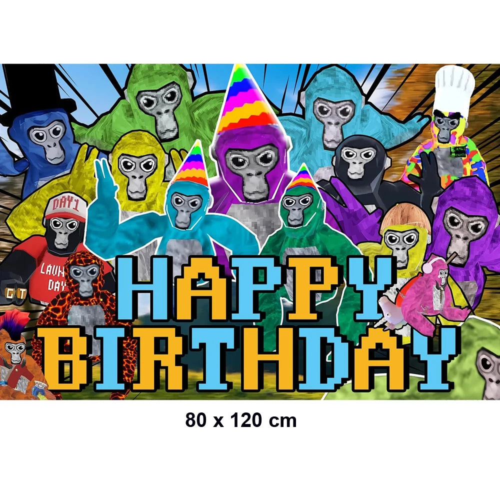 Gorilla Tag Theme Birthday Party Decoration Number Balloons Backdrop Cake Toppers Tablecloth Cup Party Supplies Baby Shower Gift