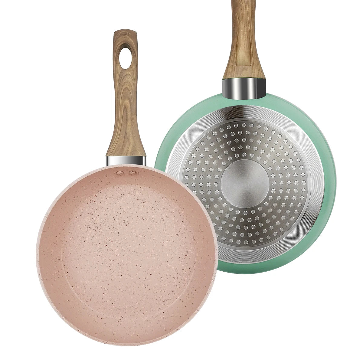 20/24/28cm Colorful Frying Pan with Wooden Handle, Nonstick Frying Pot,Pancake Omelet Pans for All Stoves, Home Kitchen Cookware