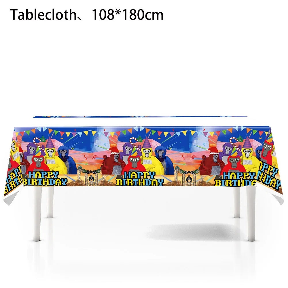 Gorilla Tag Theme Birthday Party Decoration Number Balloons Backdrop Cake Toppers Tablecloth Cup Party Supplies Baby Shower Gift