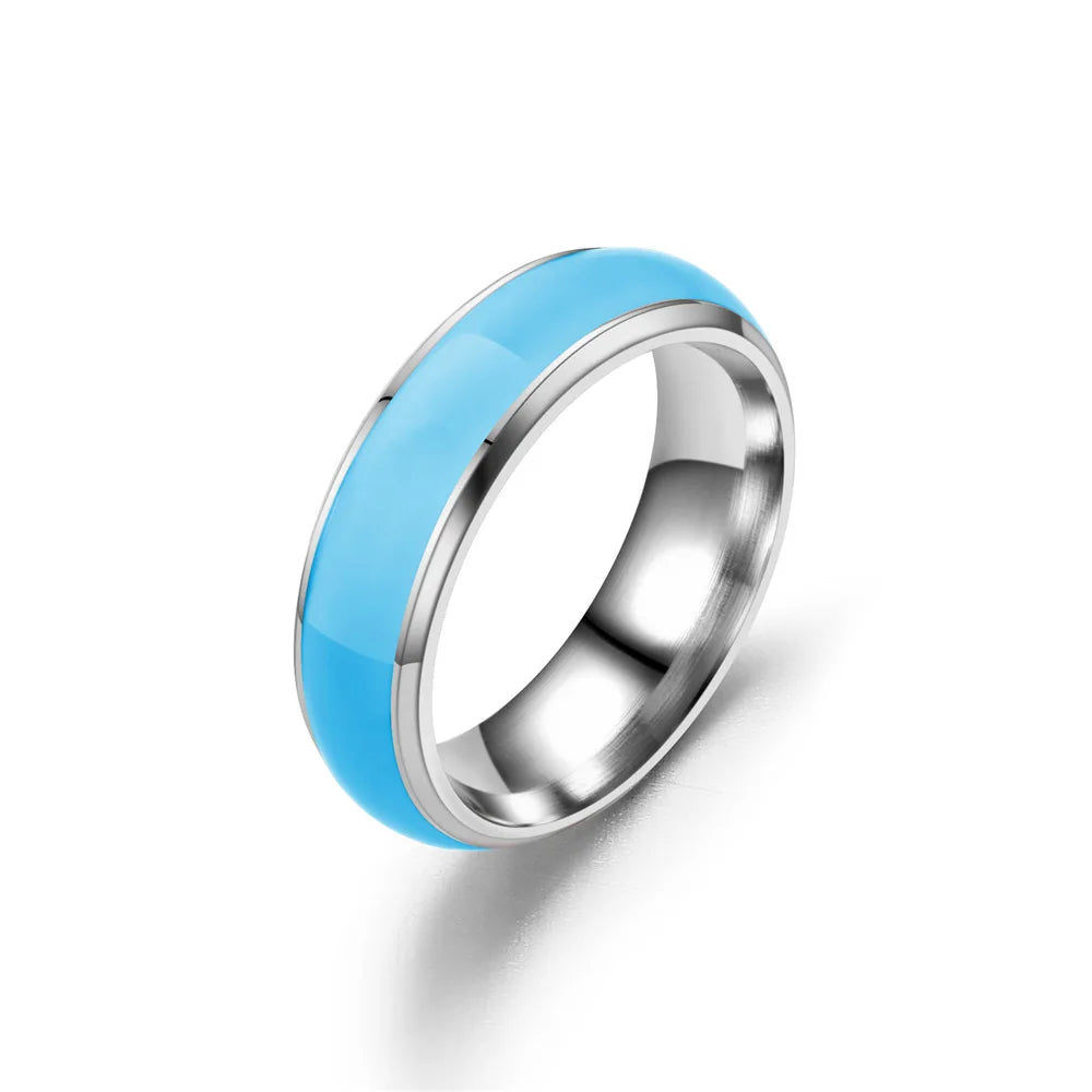 Unisex Stainless Steel Luminous Rings for Men Bar Party Glowing Florescent Ring for Women Novelty Jewelry for Party WC040