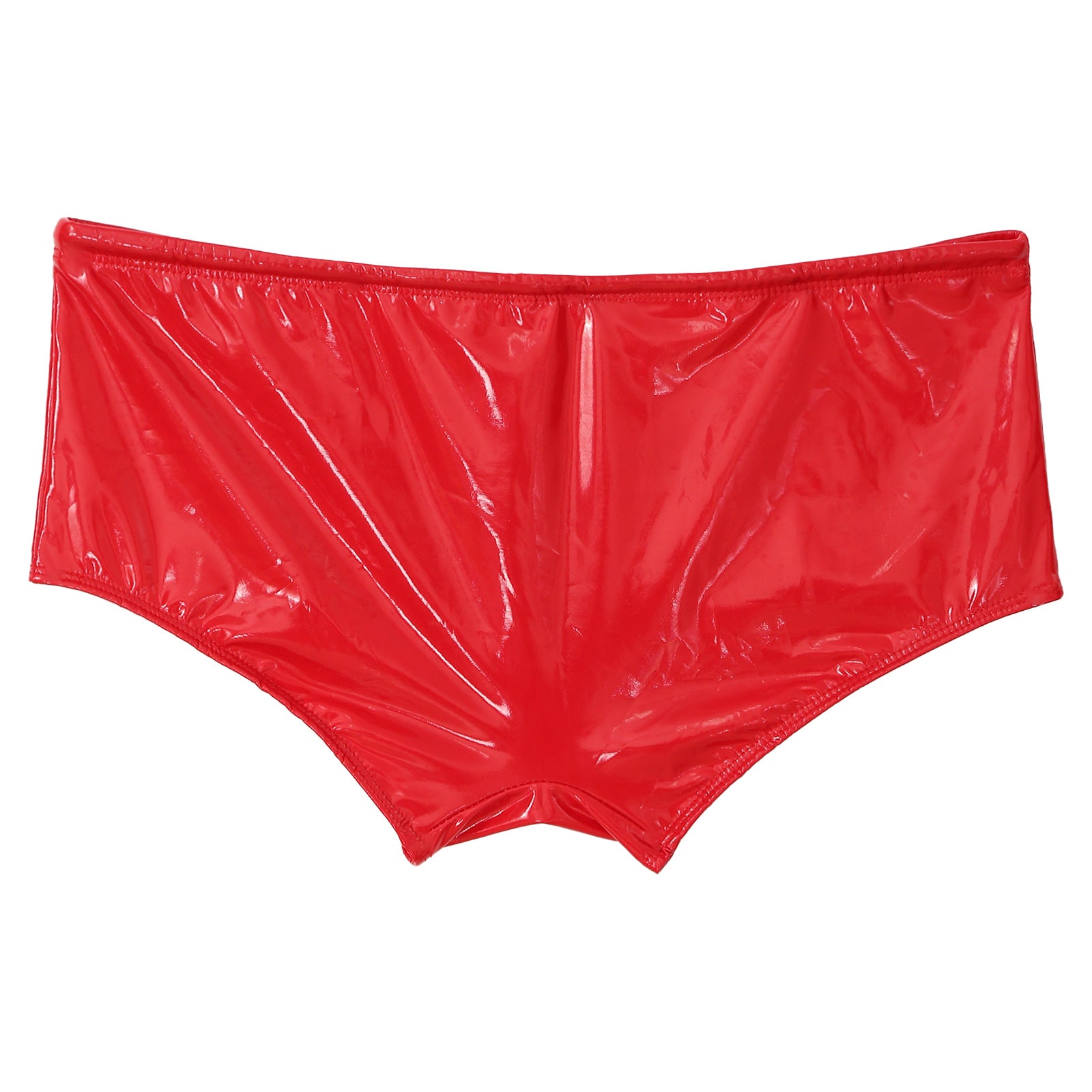 Men Swimming Trunks Wet Look Patent Leather Shorts Short Pants Low Rise Drawstring Boxer Shorts Beach Swimwear Party Clubwear