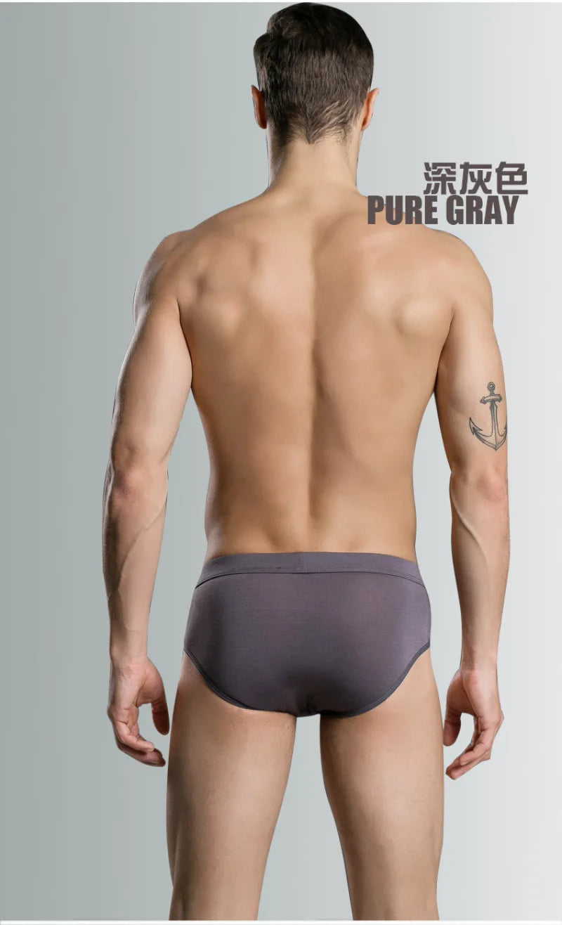 Modal Solid Breathable Man Underwear High Elasticity Fashion Yong Male Simple Style Breifs Sexy U Convex Bag Soft Underpants