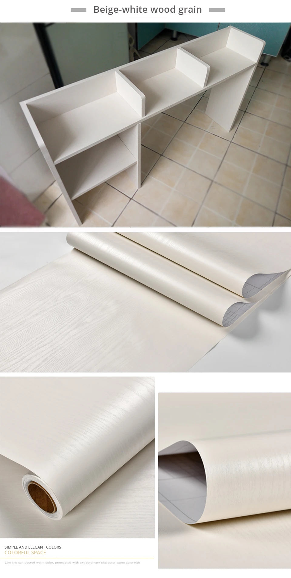 DIY Contact Paper Kitchen Stickers Solid Color PVC Self-adhesive  Home Decorative Marble Wallpaper Living room Study Furnitures