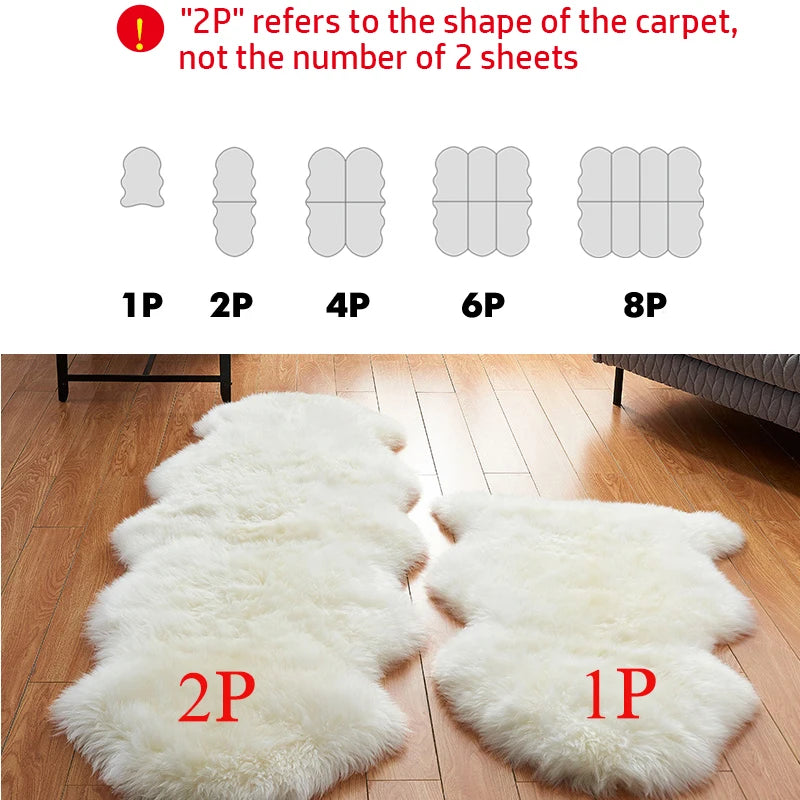 White Faux Sheepskin Carpet Irregular Long Soft Furry Floor Mats Living Room Bedroom Children's Room Bedside Decorative Carpets