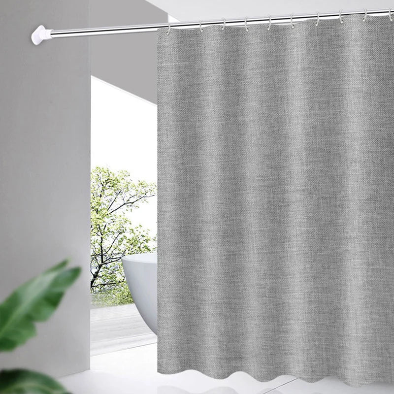 Waterproof Polyester Shower Curtain Gray Bathroom Curtains Solid Color Bathtub Large Wide Bathing Cover with Hooks 6 Colors