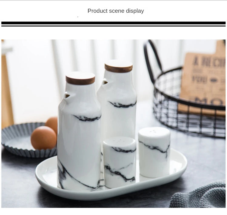 Ceramics Spice Jar Marbling Seasoning Bottle Nordic Style Creative Pepper Bottle Household Kitchen Supplies Spice Container