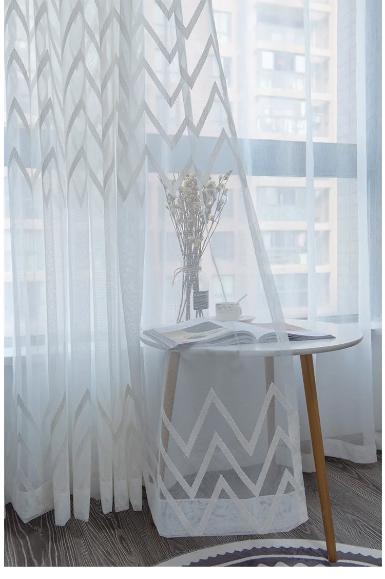 window Curtain sheer curtain product embroiders wave Europe type window gauze sitting room bedroom wave window curtains tulle