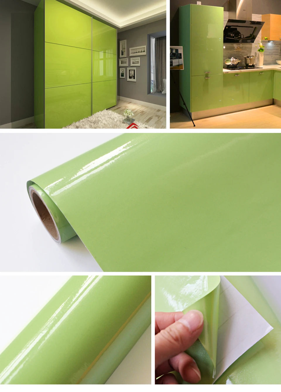 DIY Contact Paper Kitchen Stickers Solid Color PVC Self-adhesive  Home Decorative Marble Wallpaper Living room Study Furnitures
