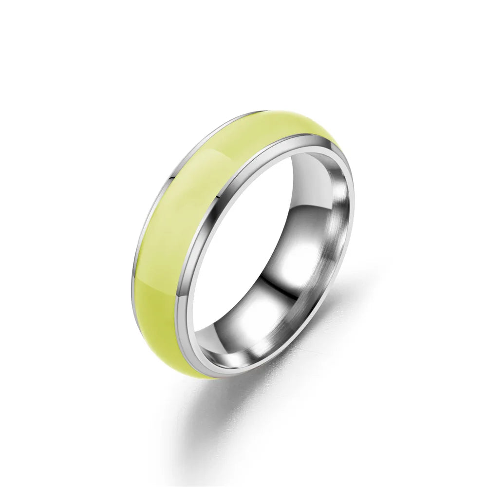 Unisex Stainless Steel Luminous Rings for Men Bar Party Glowing Florescent Ring for Women Novelty Jewelry for Party WC040