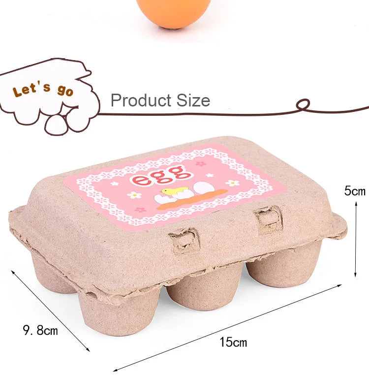 6pcs Simulation Wooden Eggs Toys Set Kids Pretend Play Wood Food Eggs Yolk Kitchen Food Children Kid Education Montessori Toys
