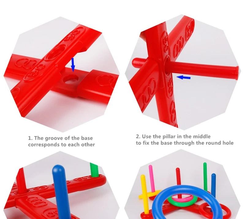 Encourage outdoor play 1 Set Hoop Ring Toss Game Durable and fun this plastic game includes a ferrule and is perfect for Toy