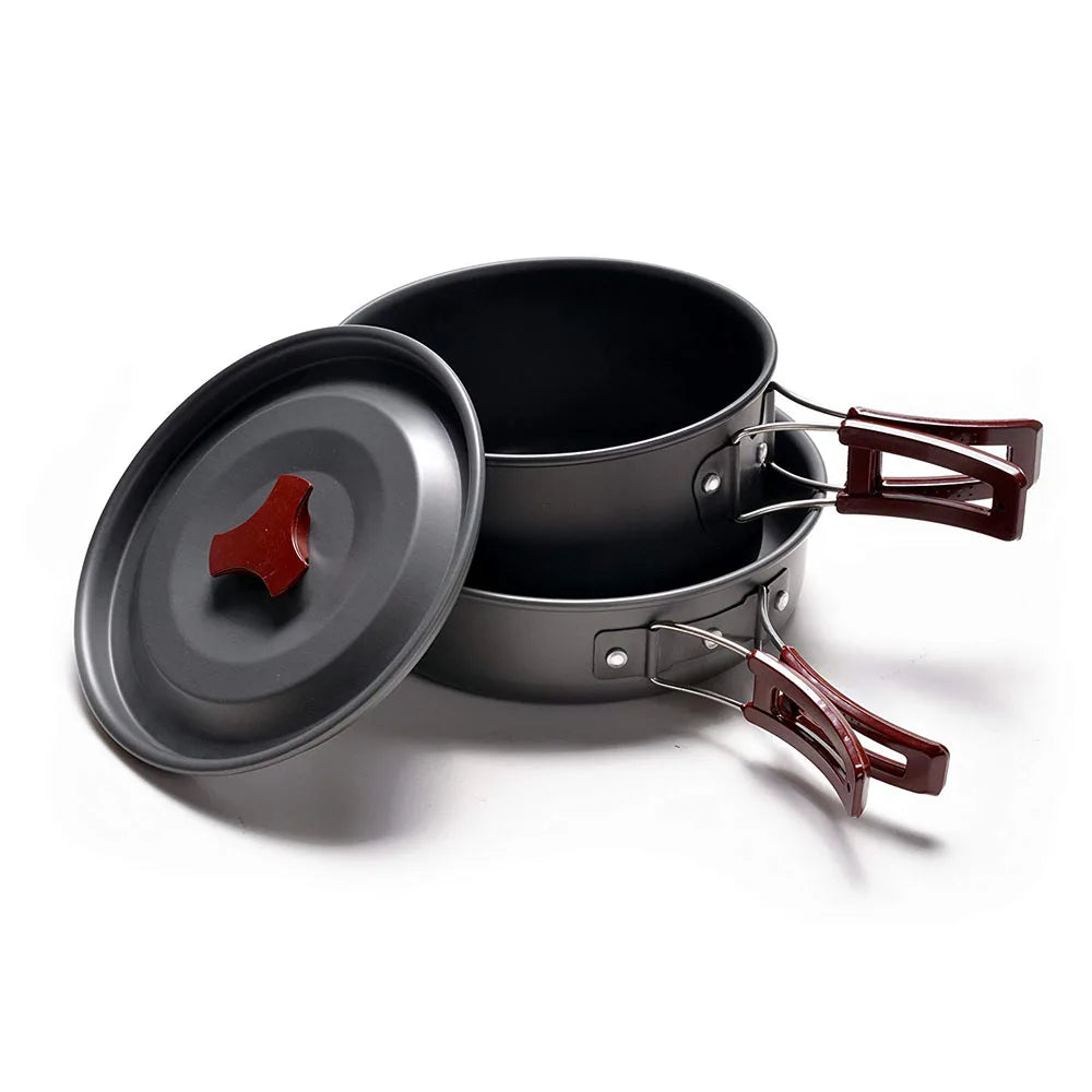 Outdoor Camping Cookware Kit Non Stick Camping Pans Lightweight Cooking Set Pans and Pots for Trekking Hiking Picnic