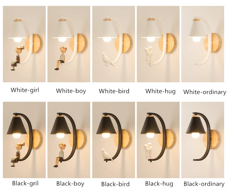 Modern Wood Wall Lamp Creative Resin Model Wall Lamps For Living Room Bedroom Children's Room Nordic Home Decor Light Fixtures