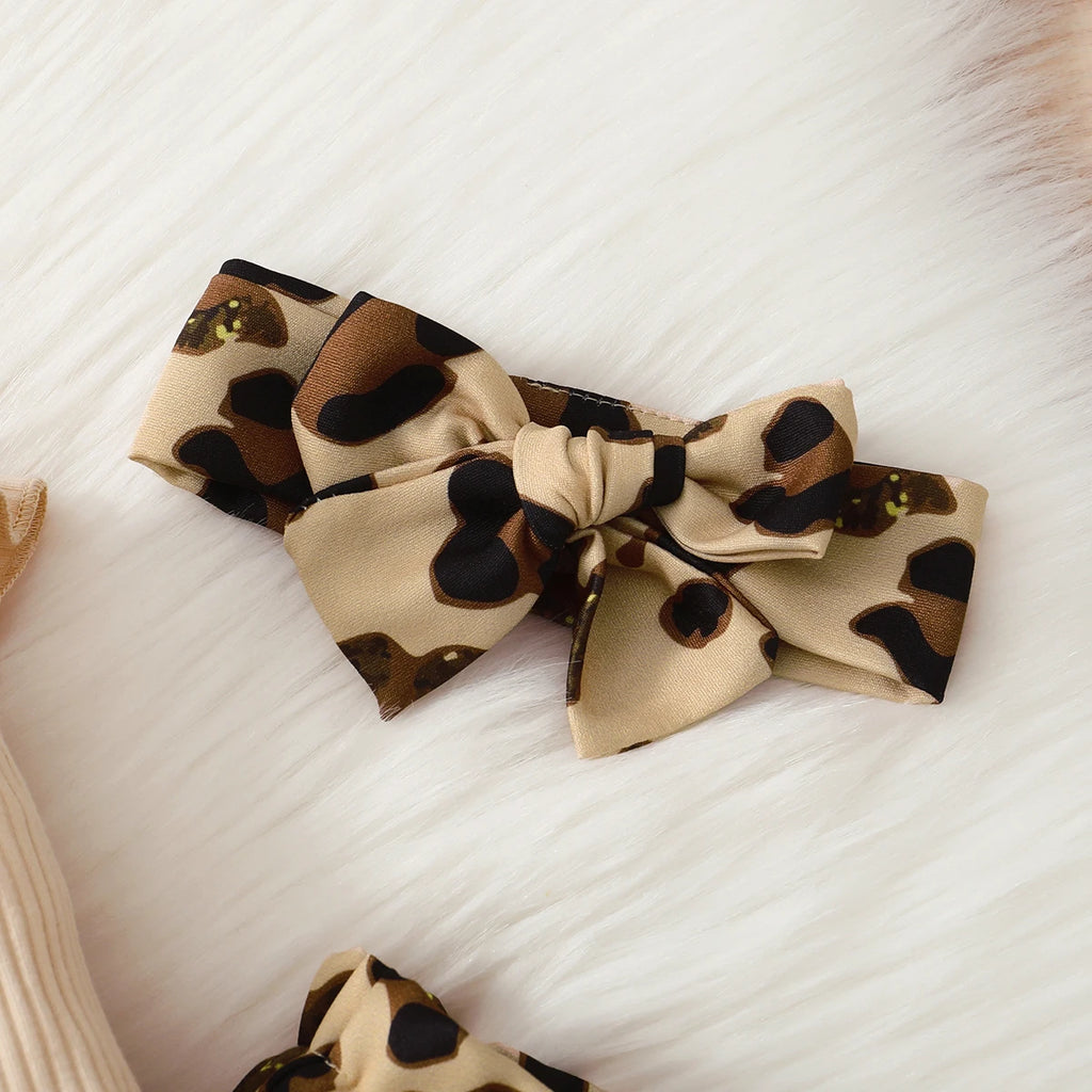 3PCS Newborn Baby Girl Clothes Set Long Sleeved Top+Leopard Pants+Headband Infant Spring Outfits for Toddler Girl 0-18 Months