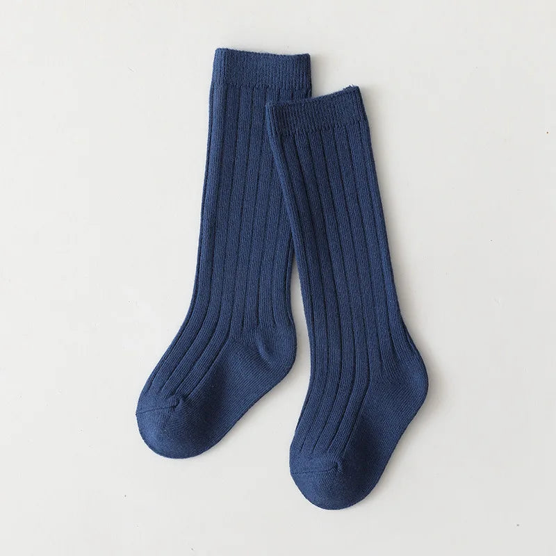 Baby Boys Girls Knee High Long Socks Cotton Breathable Stripe Soft Kids Sock Children School Uniform Socks For 0-8Years