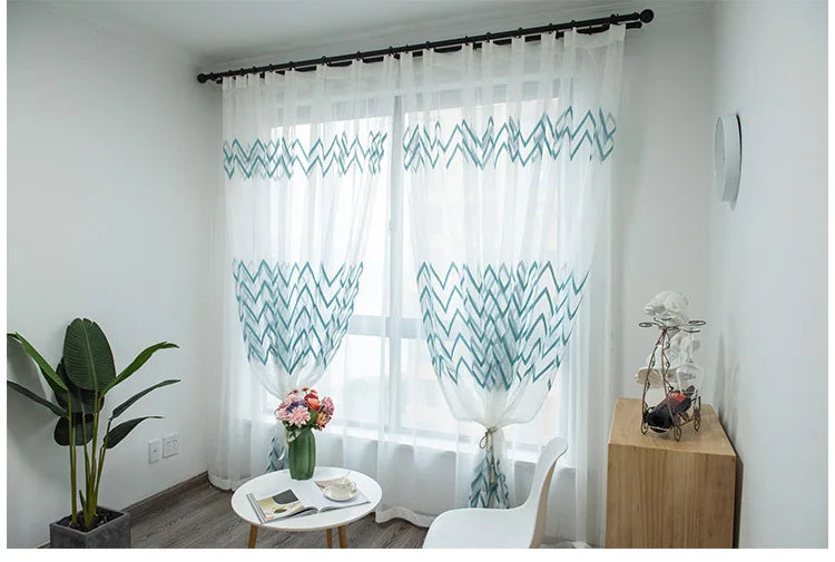 window Curtain sheer curtain product embroiders wave Europe type window gauze sitting room bedroom wave window curtains tulle