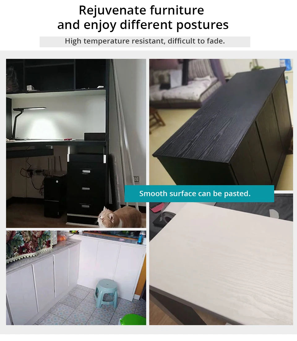 DIY Contact Paper Kitchen Stickers Solid Color PVC Self-adhesive  Home Decorative Marble Wallpaper Living room Study Furnitures