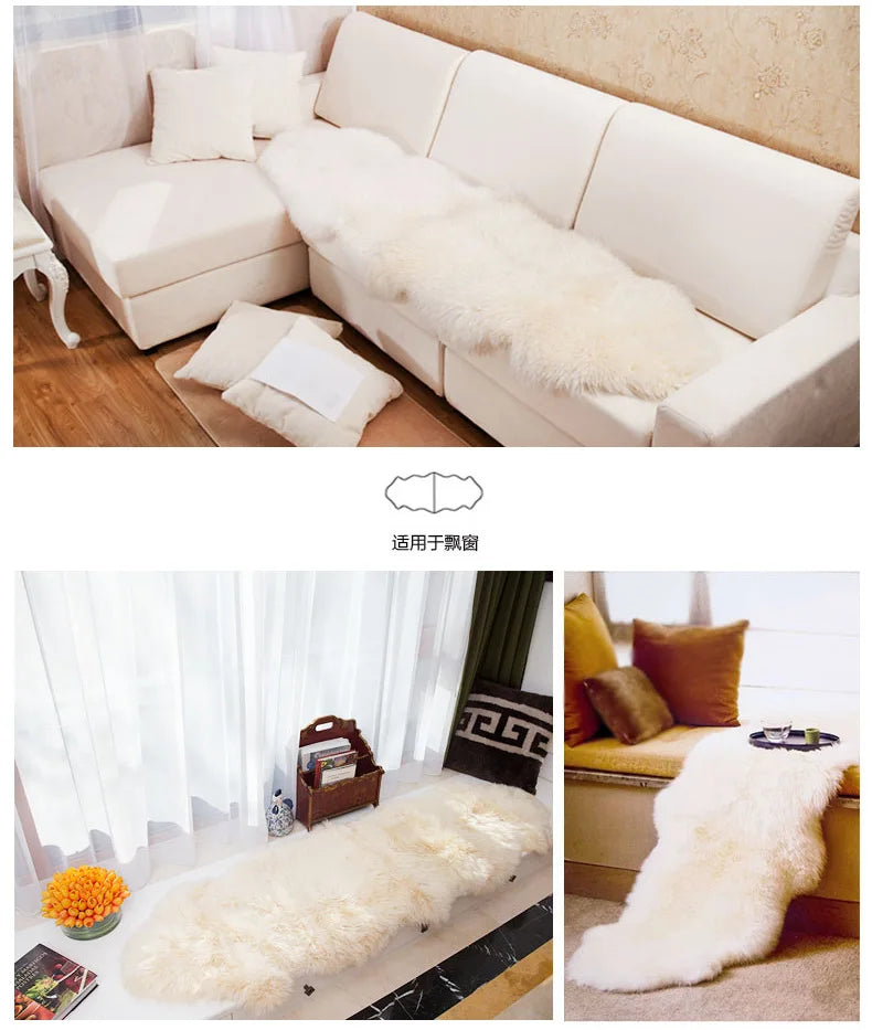 White Faux Sheepskin Carpet Irregular Long Soft Furry Floor Mats Living Room Bedroom Children's Room Bedside Decorative Carpets