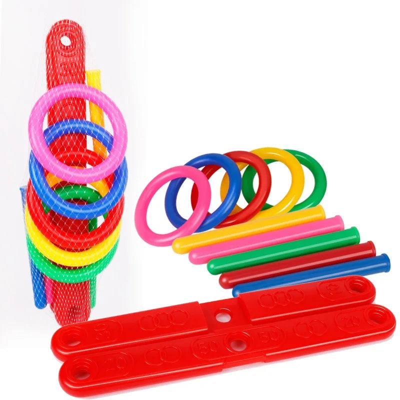 Encourage outdoor play 1 Set Hoop Ring Toss Game Durable and fun this plastic game includes a ferrule and is perfect for Toy