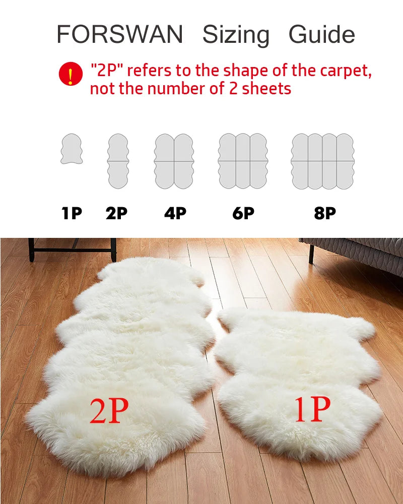 White Faux Sheepskin Carpet Irregular Long Soft Furry Floor Mats Living Room Bedroom Children's Room Bedside Decorative Carpets