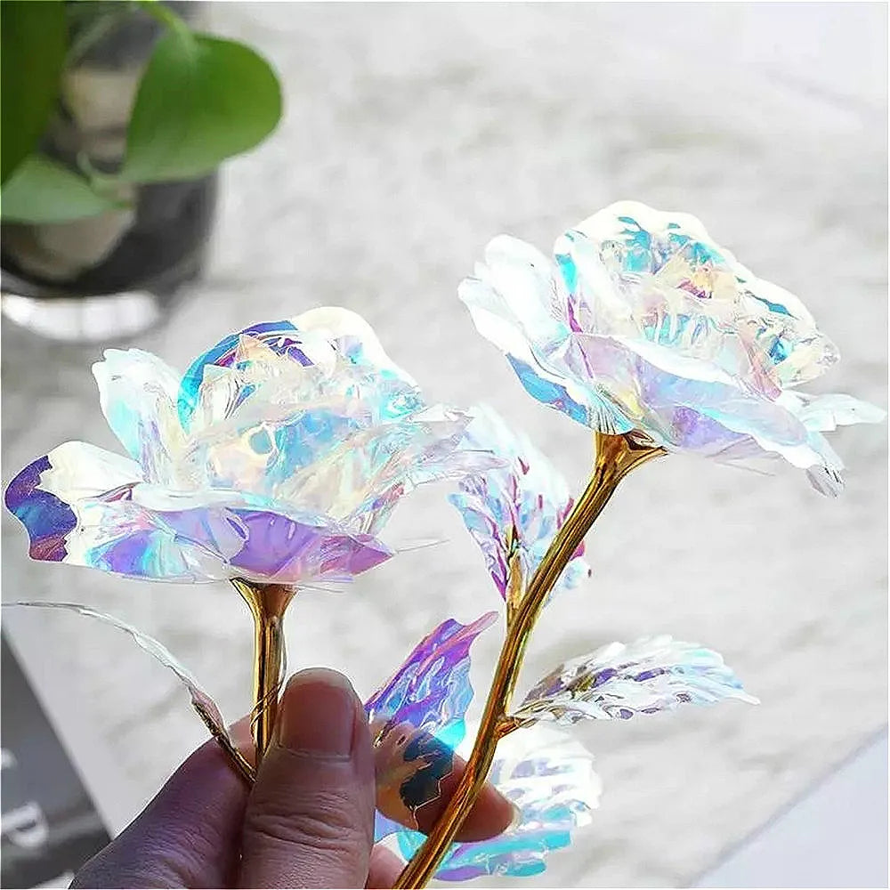 Valentine's Day Creative Gift 24k Aluminum Foil Rose Gold Rose Lasting Eternal Love Wedding Decoration home Decor Lighting Rose