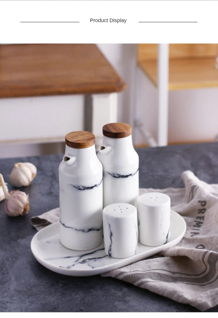 Ceramics Spice Jar Marbling Seasoning Bottle Nordic Style Creative Pepper Bottle Household Kitchen Supplies Spice Container