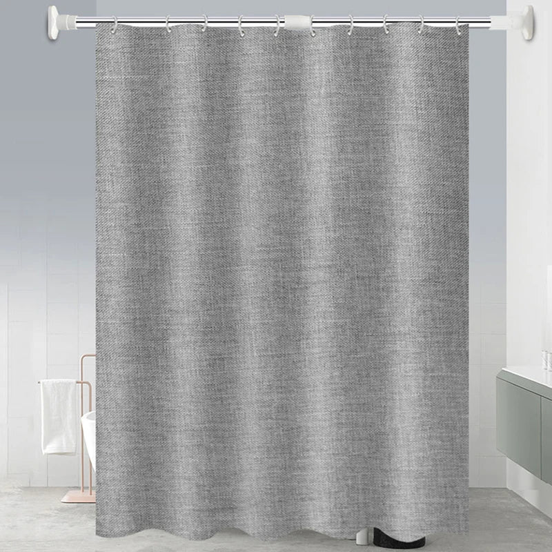 Waterproof Polyester Shower Curtain Gray Bathroom Curtains Solid Color Bathtub Large Wide Bathing Cover with Hooks 6 Colors