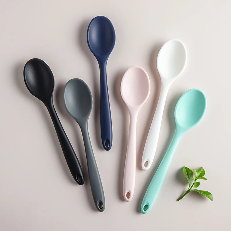 Silicone Spoon Mixing Soup Spoons Kitchen Mixing Ladle Cooking Utensils Kitchenware Tool for Stirring and Serving