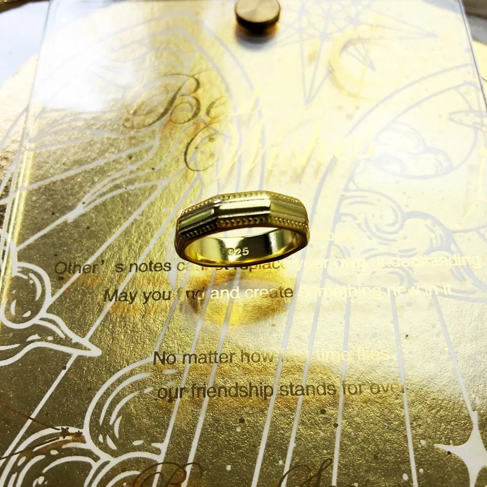 Couples’ Ring Angular Gold,TrendyFine Jewerly For Women Men Autumn Modern Gift In 925 Sterling Silver
