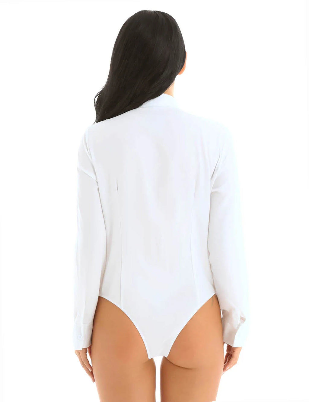 Women Office Lady Work White Bodysuit Long Sleeve OL Shirt Leotard Women's Clothing Female Turn Down Collar Tops Body Blouse