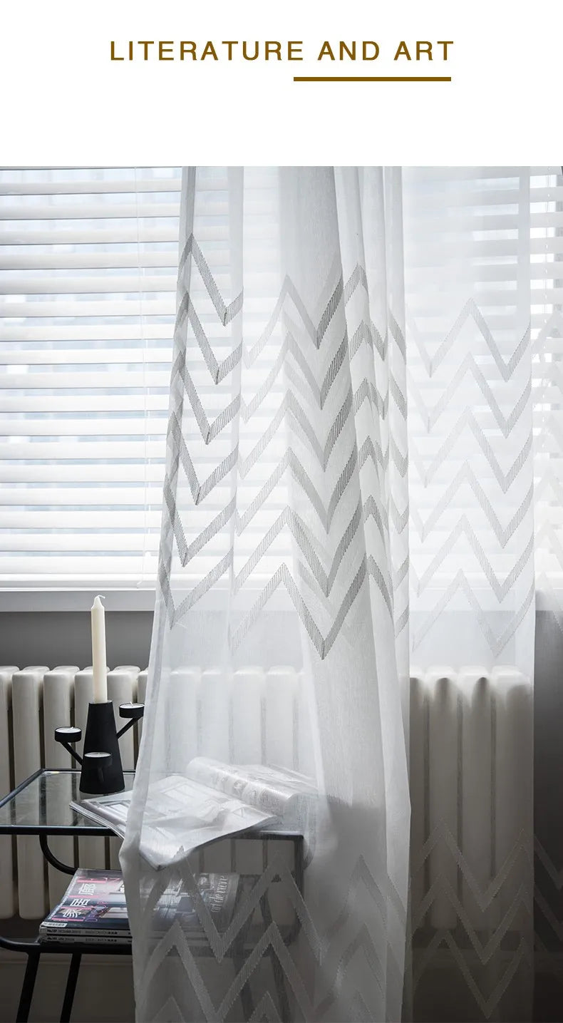 window Curtain sheer curtain product embroiders wave Europe type window gauze sitting room bedroom wave window curtains tulle