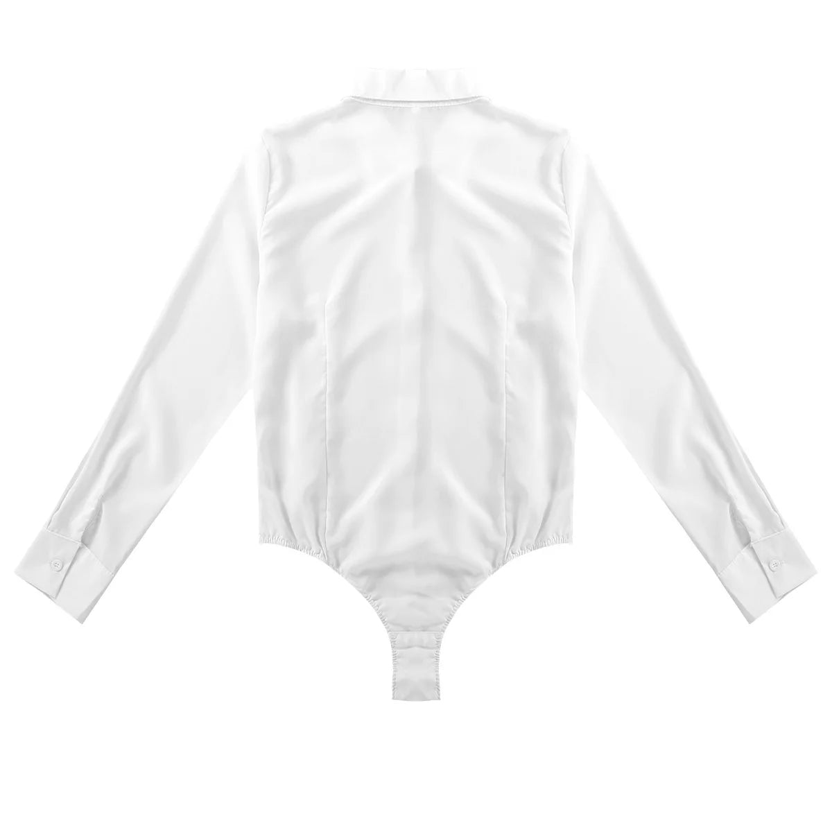 Women Office Lady Work White Bodysuit Long Sleeve OL Shirt Leotard Women's Clothing Female Turn Down Collar Tops Body Blouse
