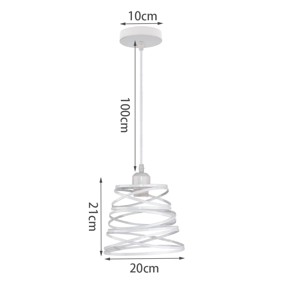 Modern Pendant Light Industrial Vintage White Wrought Cage Pendant Lamp for Living Room Bedroom Dining Room Loft Home Decor E27