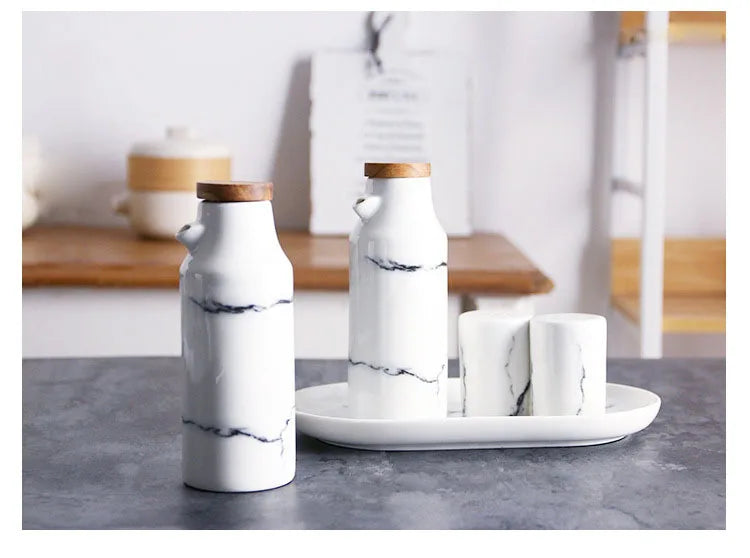 Ceramics Spice Jar Marbling Seasoning Bottle Nordic Style Creative Pepper Bottle Household Kitchen Supplies Spice Container