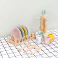 Children Role Pretend Tableware Set Simulation Kitchen Accessories Toy for Kids Dinnerware Wooden Role Play Toys