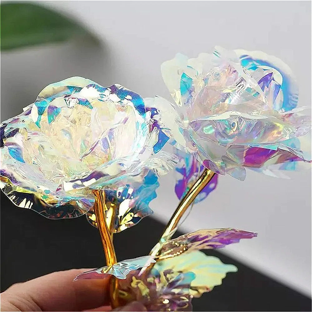 Valentine's Day Creative Gift 24k Aluminum Foil Rose Gold Rose Lasting Eternal Love Wedding Decoration home Decor Lighting Rose