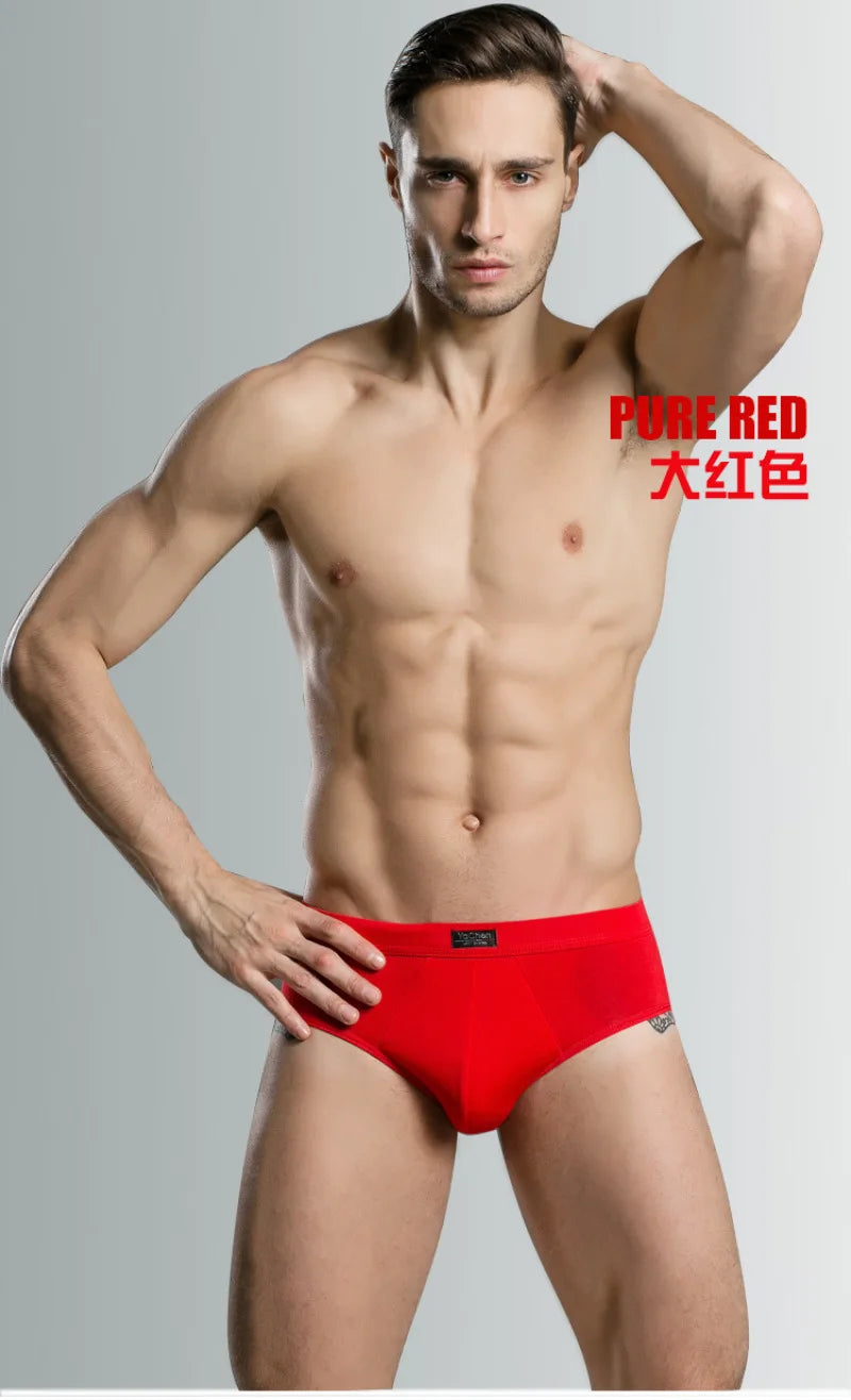 Modal Solid Breathable Man Underwear High Elasticity Fashion Yong Male Simple Style Breifs Sexy U Convex Bag Soft Underpants