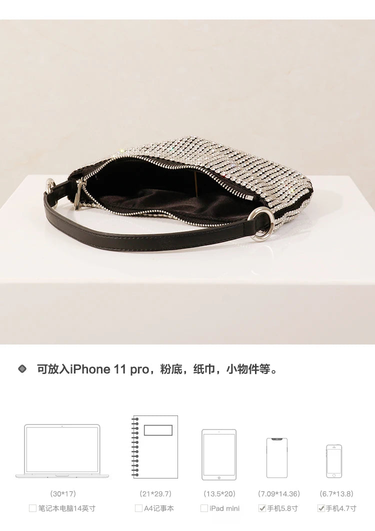 New Luxury Brand Designer Women Bags Rhinestone Bag Biling Flashing Diamond Full Bags Female Underarm Bag