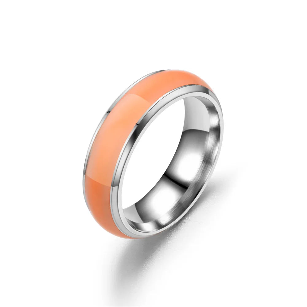 Unisex Stainless Steel Luminous Rings for Men Bar Party Glowing Florescent Ring for Women Novelty Jewelry for Party WC040