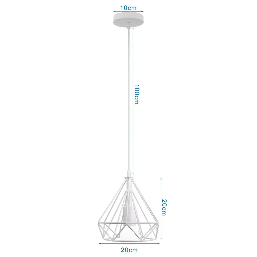 Modern Pendant Light Industrial Vintage White Wrought Cage Pendant Lamp for Living Room Bedroom Dining Room Loft Home Decor E27