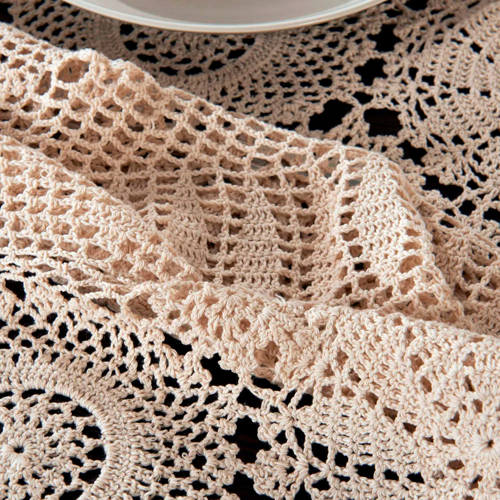 Handmade Crochet Tablecloth Nice Hand Crochet Dinner Round Table Cloth 100% Cotton Many Size Available
