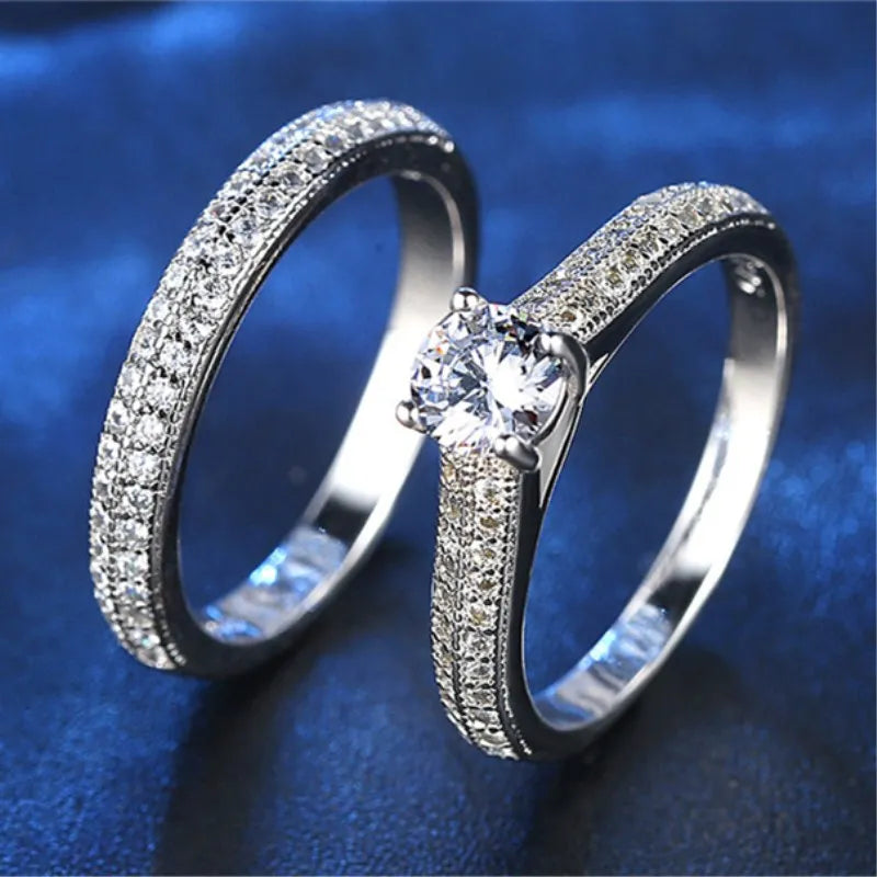 CC Lovers Jewelry Rings For Women 2pcs Bridal Sets Wedding Engagement Double Couple Ring Drop Shipping CC634