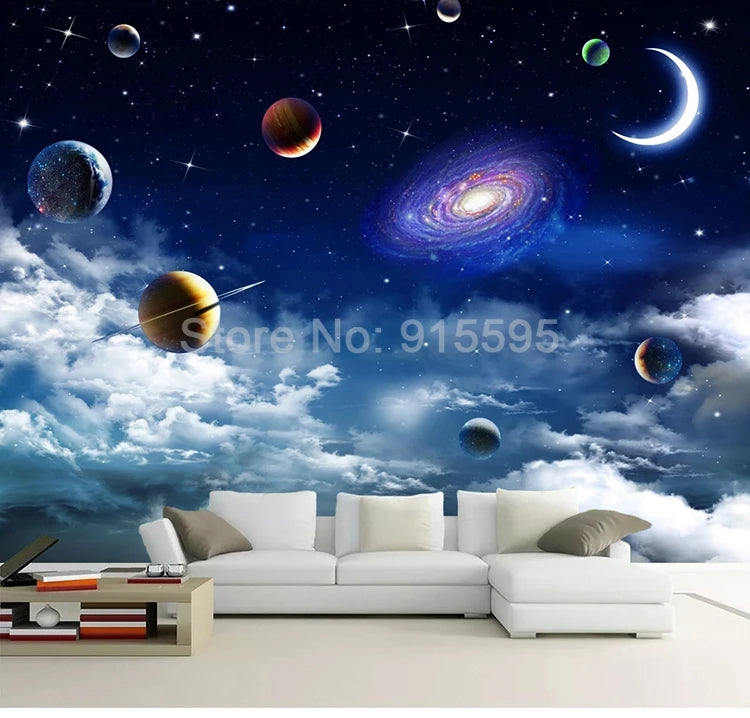 Custom Universe Starry Sky 3D Photo Wallpaper Living Room Bedroom TV Background Ceiling Decoration Wall Mural Papel De Parede